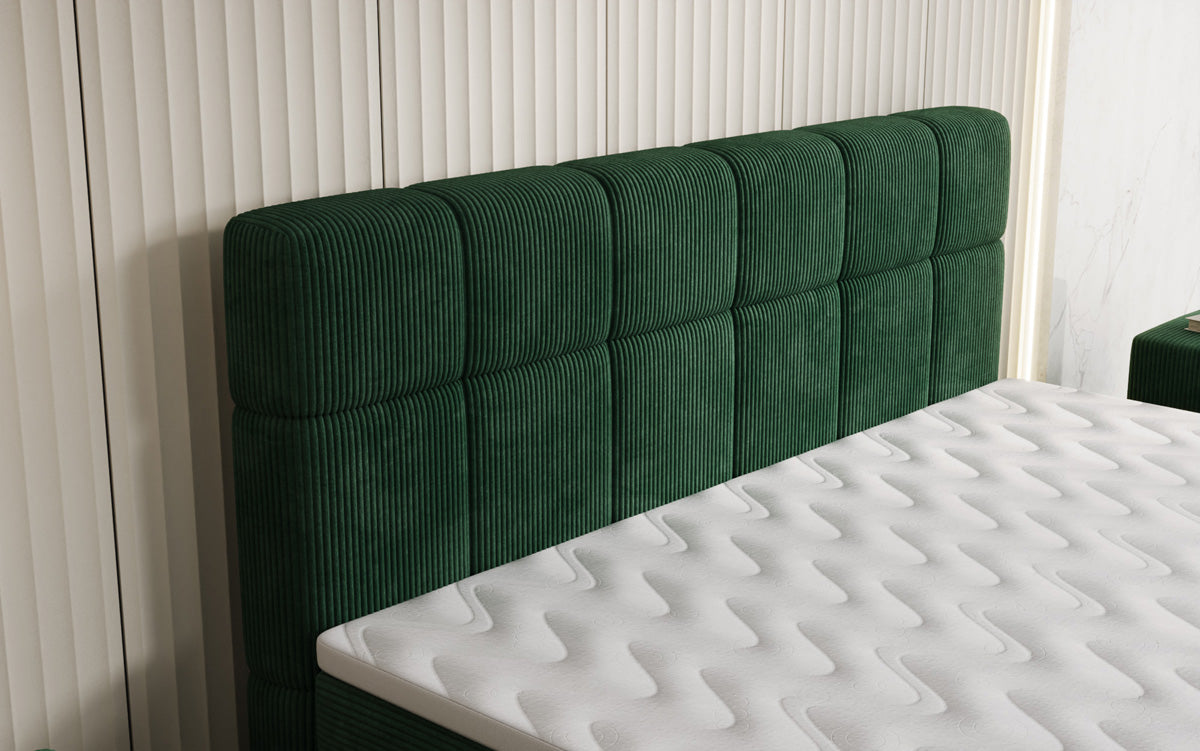 Lit boxspring Vera en Côtelé avec pieds hauts