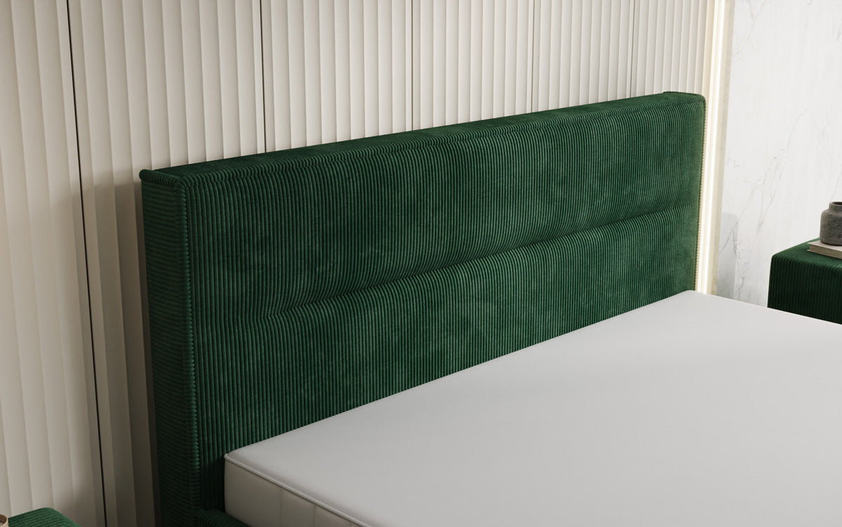 Lit rembourré design Merry en Côtelé avec espace de rangement