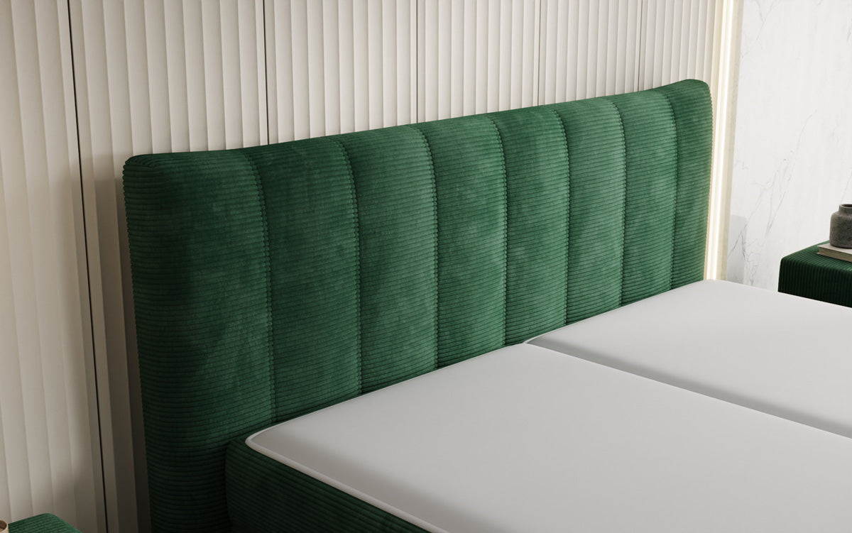 Lit boxspring Ines en Côtelé avec rangement