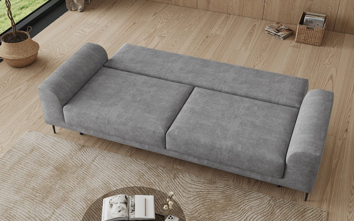 Canapé design 3 places Bloom en Côtelé avec fonction couchage et espace de rangement