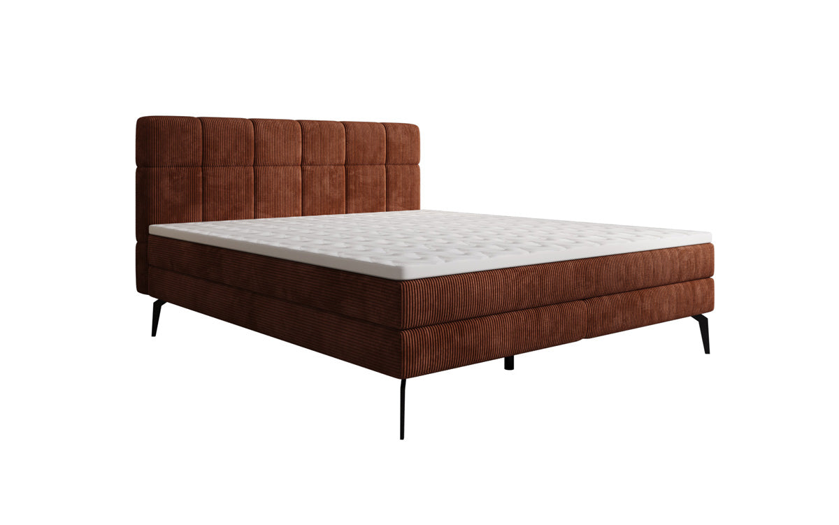 Lit boxspring Vera en Côtelé avec pieds hauts