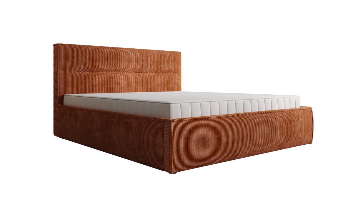 Lit rembourré design Merry en Côtelé avec espace de rangement