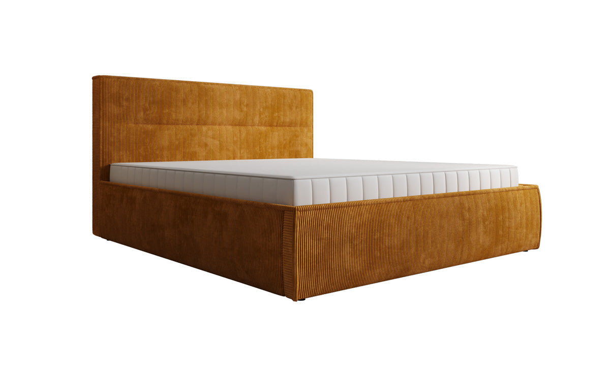 Lit rembourré design Merry en Côtelé avec espace de rangement