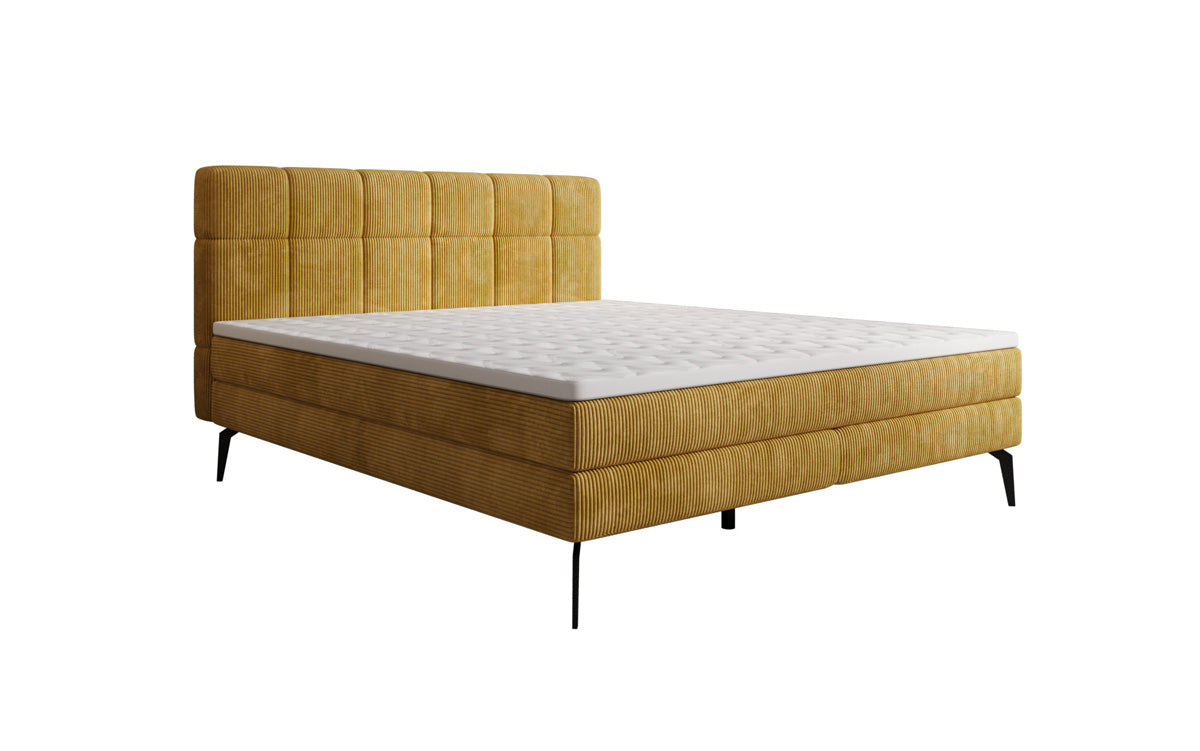 Lit boxspring Vera en Côtelé avec pieds hauts