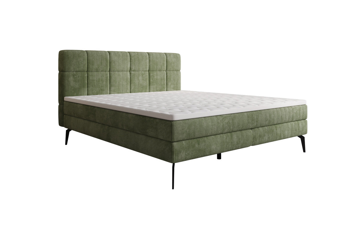 Lit boxspring Vera en Côtelé avec pieds hauts