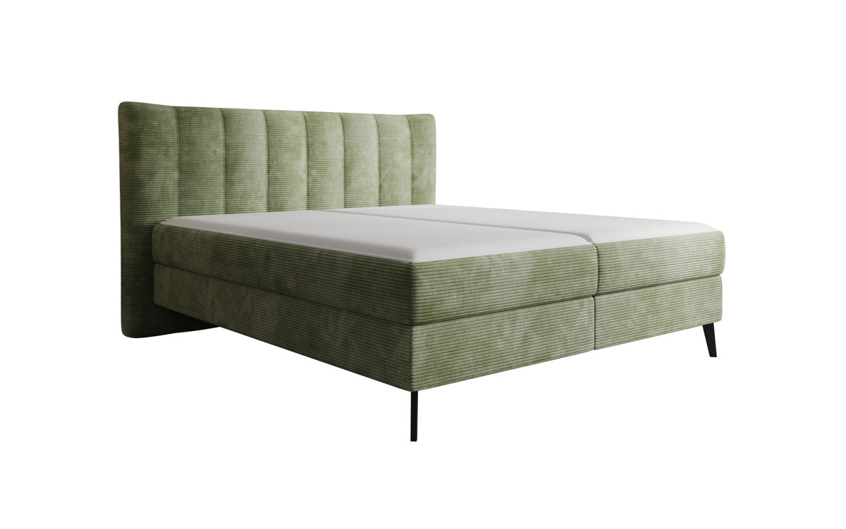 Lit boxspring Ines en Côtelé avec rangement