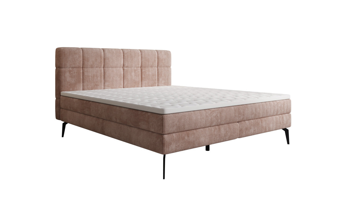 Lit boxspring Vera en Côtelé avec pieds hauts