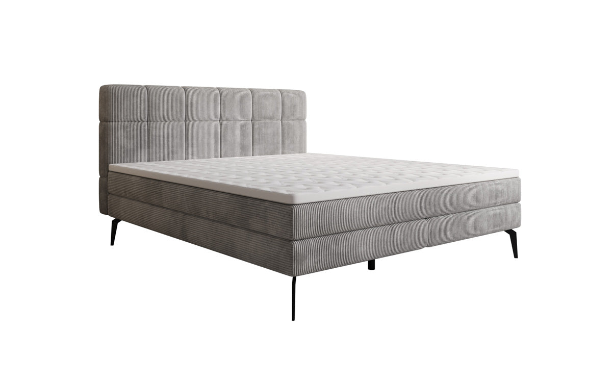 Lit boxspring Vera en Côtelé avec pieds hauts