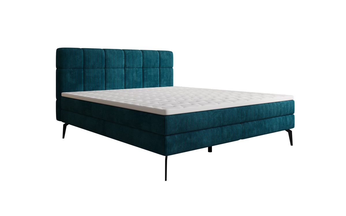 Lit boxspring Vera en Côtelé avec pieds hauts