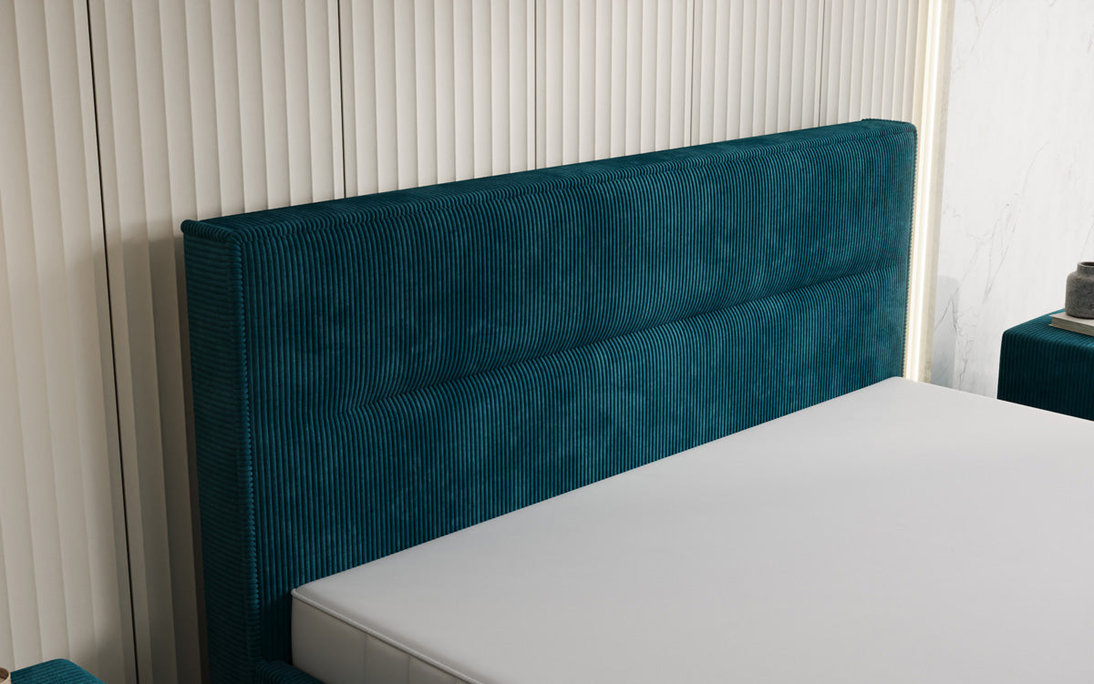 Lit rembourré design Merry en Côtelé avec espace de rangement