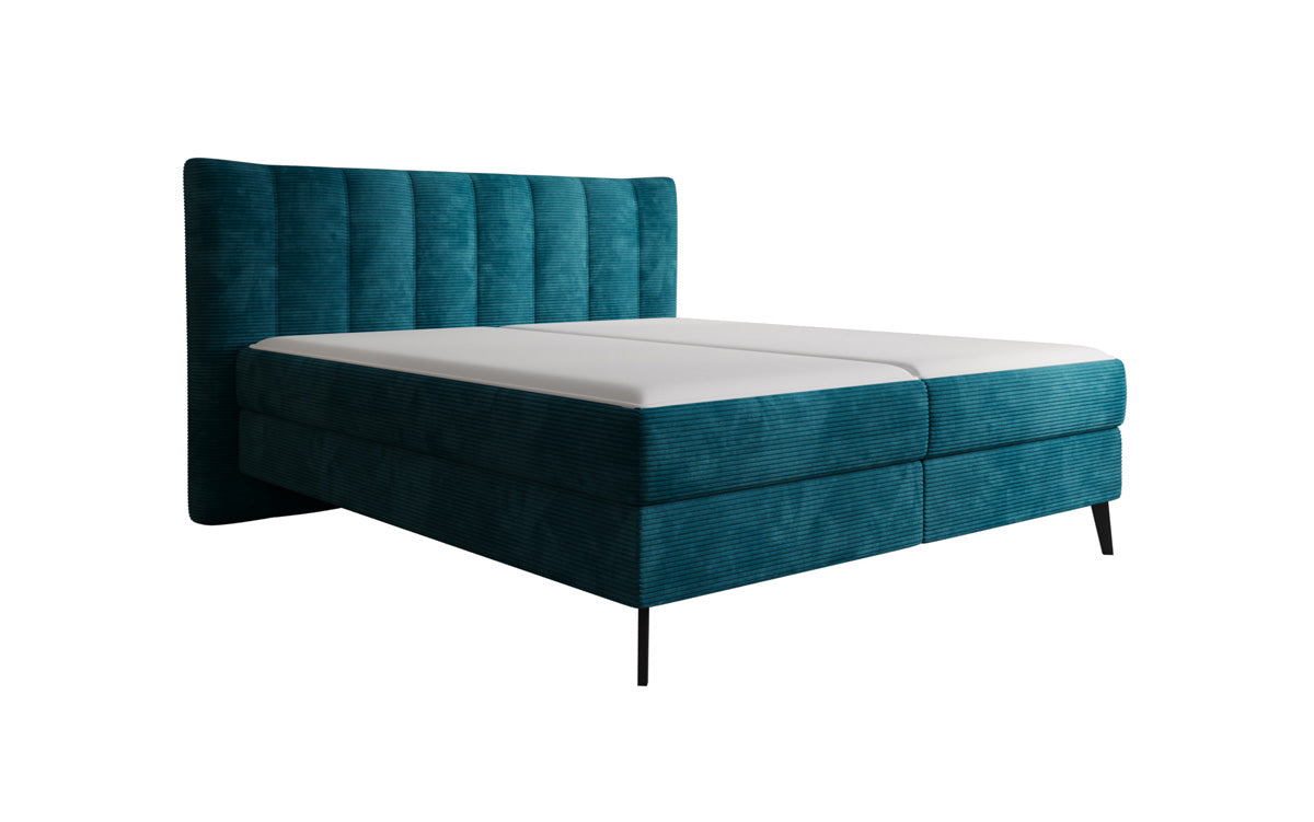 Lit boxspring Ines en Côtelé avec rangement