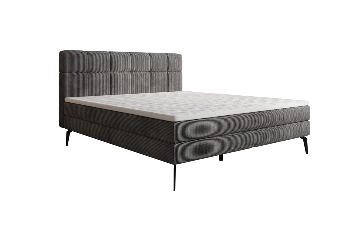 Lit boxspring Vera en Côtelé avec pieds hauts