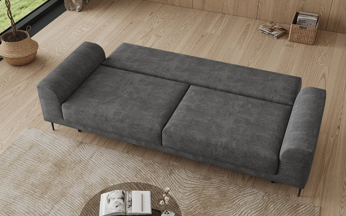 Canapé design 3 places Bloom en Côtelé avec fonction couchage et espace de rangement