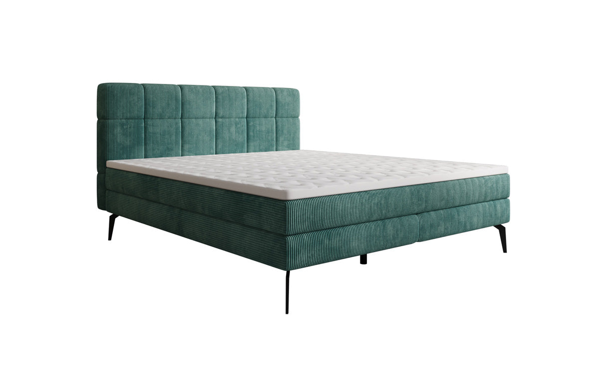 Lit boxspring Vera en Côtelé avec pieds hauts