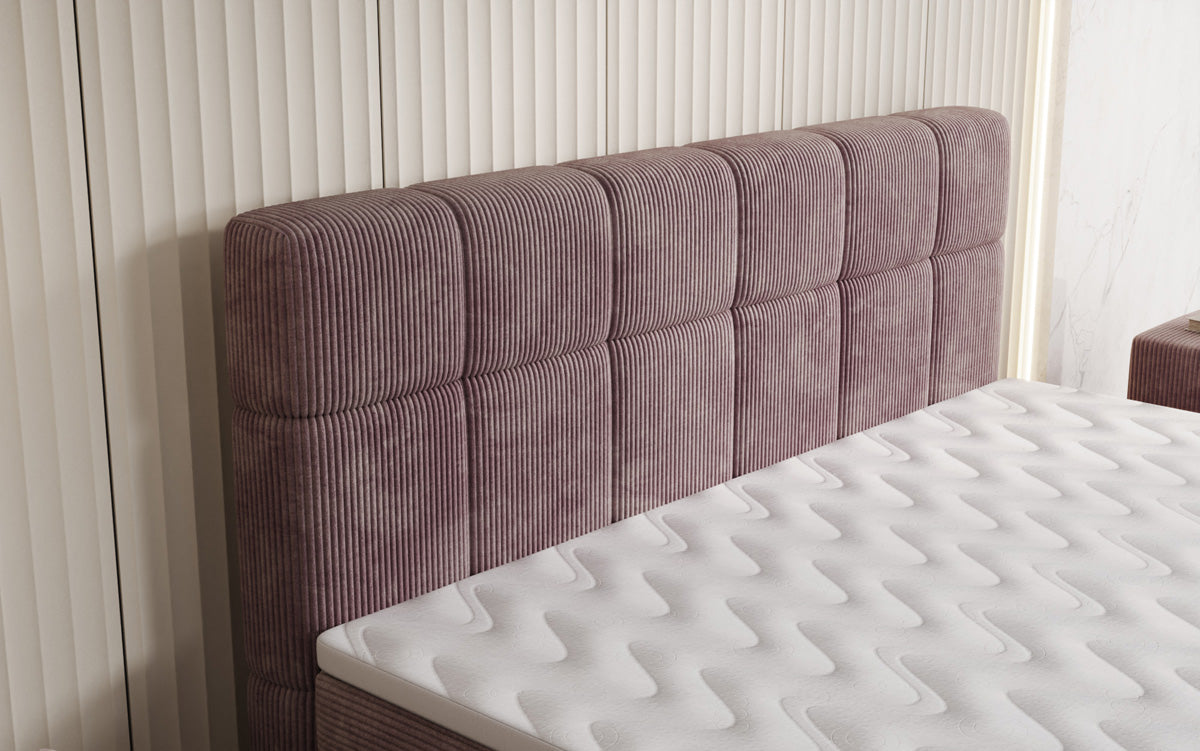 Lit boxspring Vera en Côtelé avec pieds hauts
