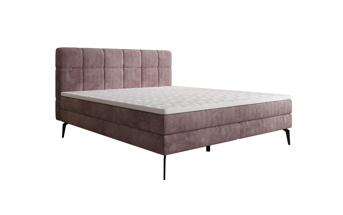 Lit boxspring Vera en Côtelé avec pieds hauts