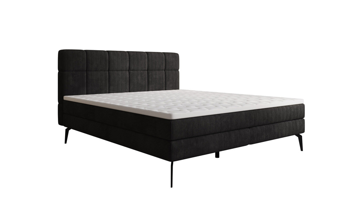 Lit boxspring Vera en Côtelé avec pieds hauts