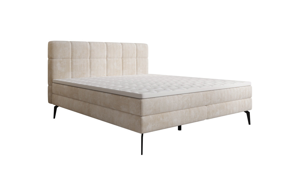 Lit boxspring Vera en Côtelé avec pieds hauts