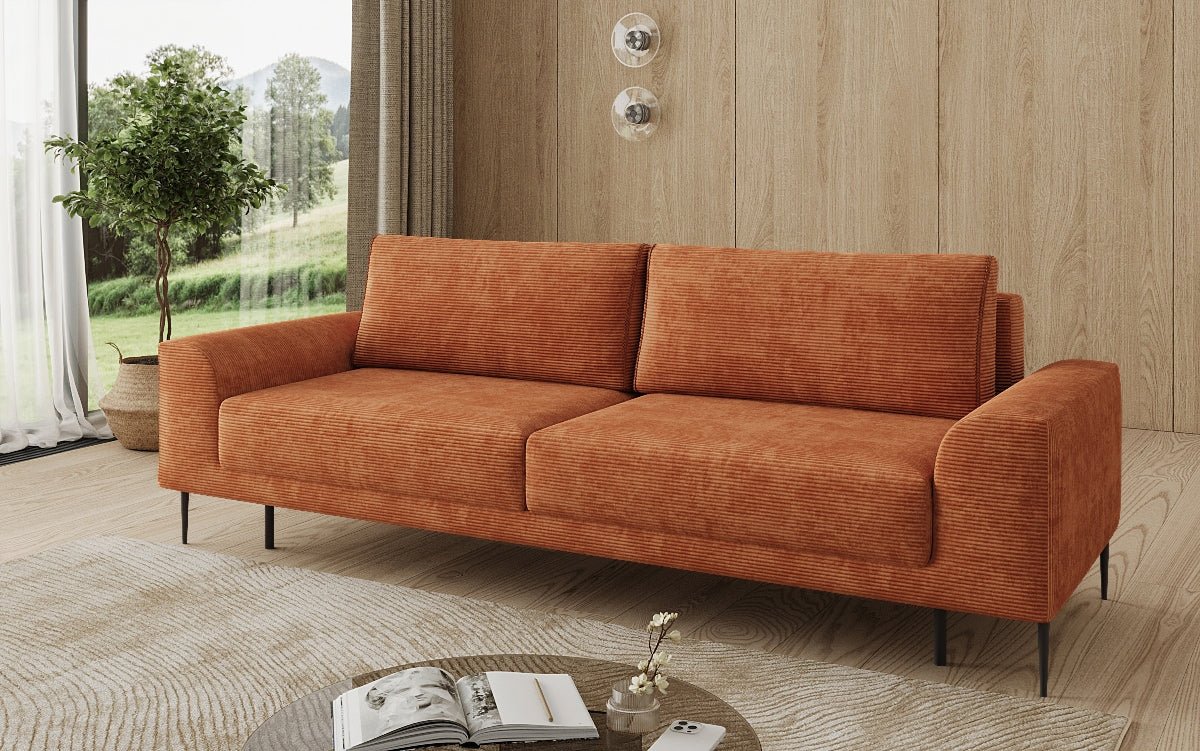Canapé design 3 places Bloom en Côtelé avec fonction couchage et espace de rangement
