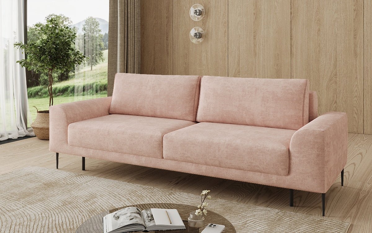 Canapé design 3 places Bloom en Côtelé avec fonction couchage et espace de rangement