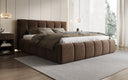 Lit rembourré design Helena en tissu texturé avec espace de rangement
