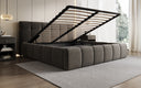 Lit rembourré design Helena en tissu texturé avec espace de rangement