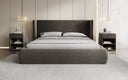 Designer Polsterbett Rosalie in Strukturstoff mit Stauraum