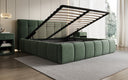 Lit rembourré design Helena en tissu texturé avec espace de rangement