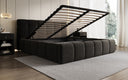 Lit rembourré design Helena en tissu texturé avec espace de rangement