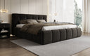 Lit rembourré design Helena en tissu texturé avec espace de rangement