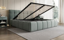 Lit rembourré design Helena en tissu texturé avec espace de rangement