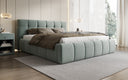 Lit rembourré design Helena en tissu texturé avec espace de rangement