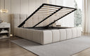 Lit rembourré design Helena en tissu texturé avec espace de rangement