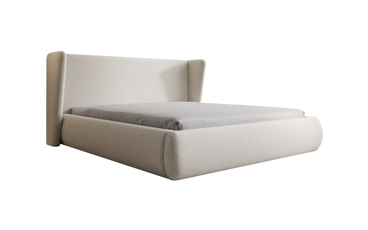 Designer Polsterbett Rosalie in Strukturstoff mit Stauraum
