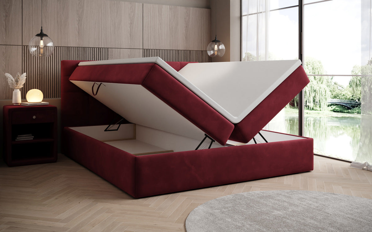 Lit boxspring Lux en Velours avec rangement