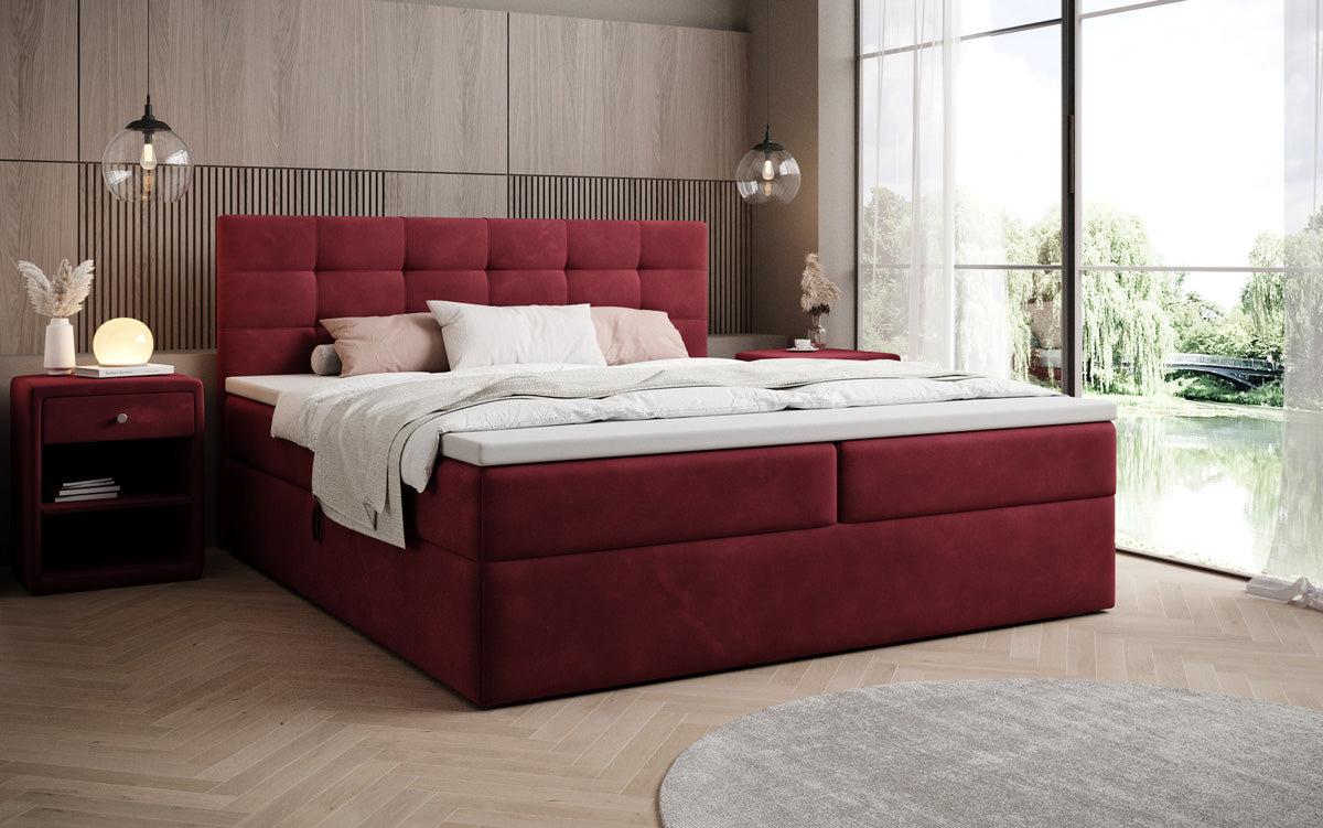 Lit boxspring Lux en Velours avec rangement