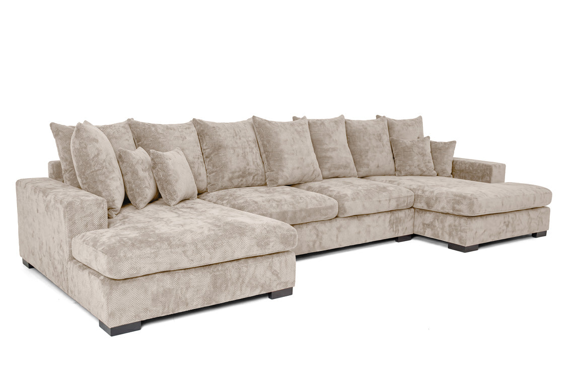 Canapé design Selena U avec fonction couchage en tissu texturé