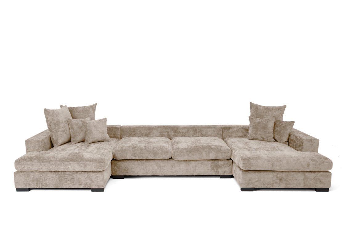 Canapé design Selena U avec fonction couchage en tissu texturé