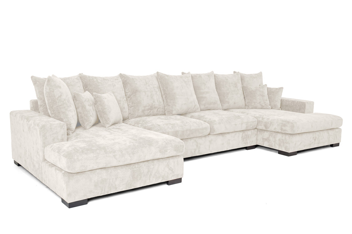 Canapé design Selena U avec fonction couchage en tissu texturé