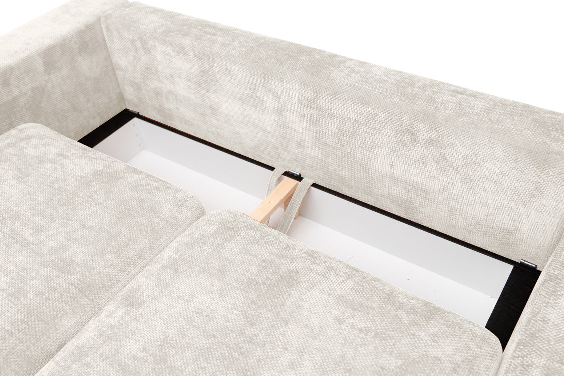 Canapé design Selena L avec fonction couchage en tissu structuré
