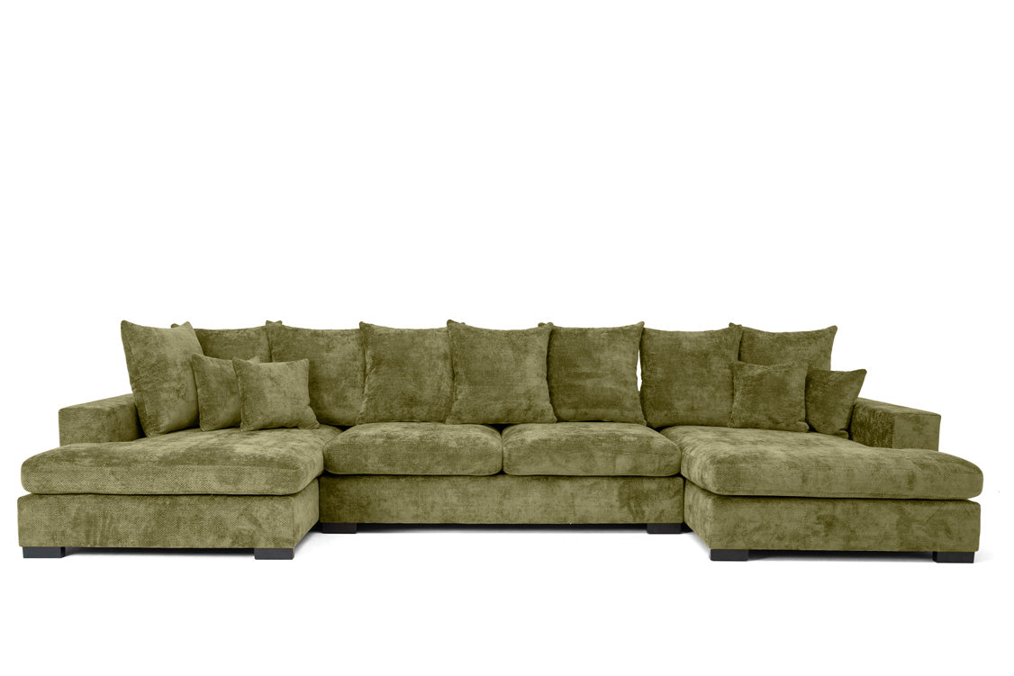 Canapé design Selena U avec fonction couchage en tissu texturé