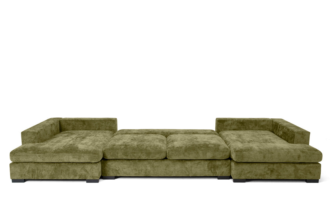 Canapé design Selena U avec fonction couchage en tissu texturé