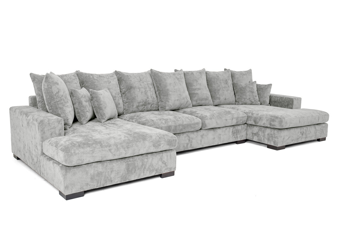 Canapé design Selena U avec fonction couchage en tissu texturé