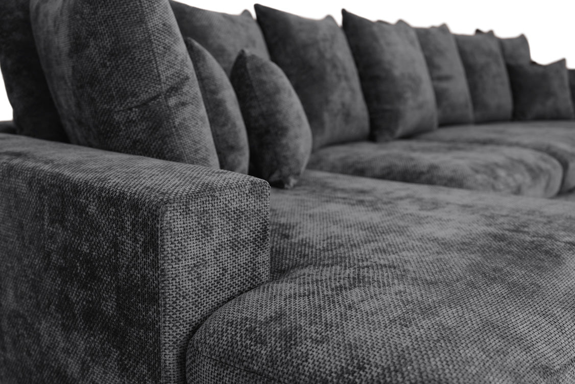 Canapé design Selena L avec fonction couchage en tissu structuré