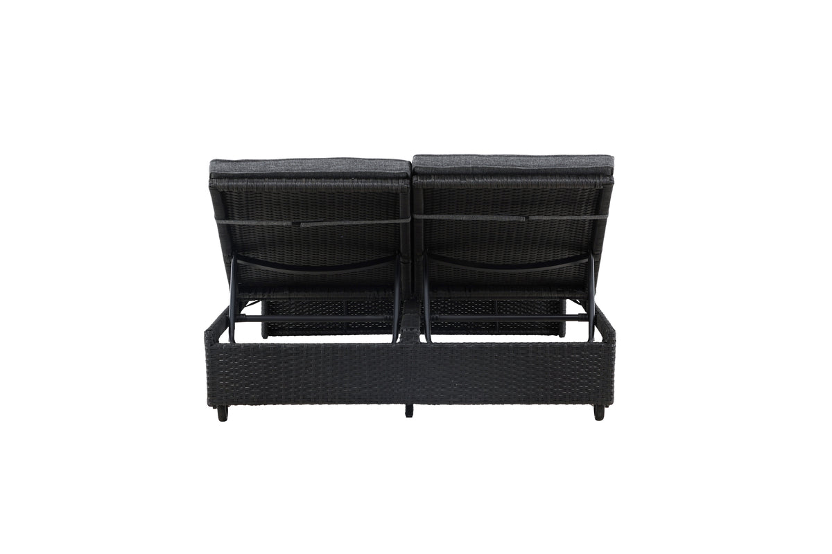 Sonnenliege Lioba - aus synthetischem Rattan in Schwarz