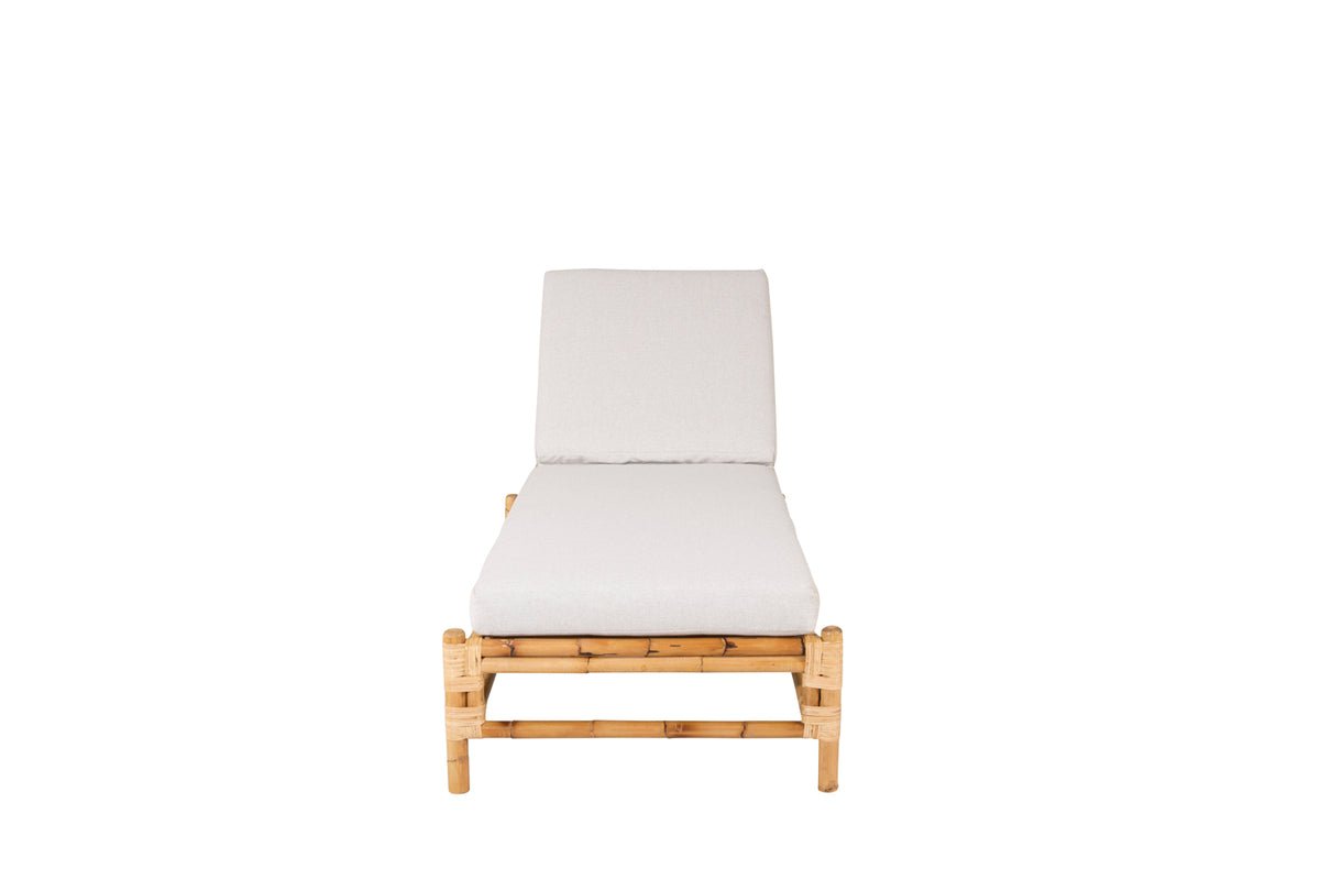 Sonnenliege Verano - aus Rattan mit grauen Kissen