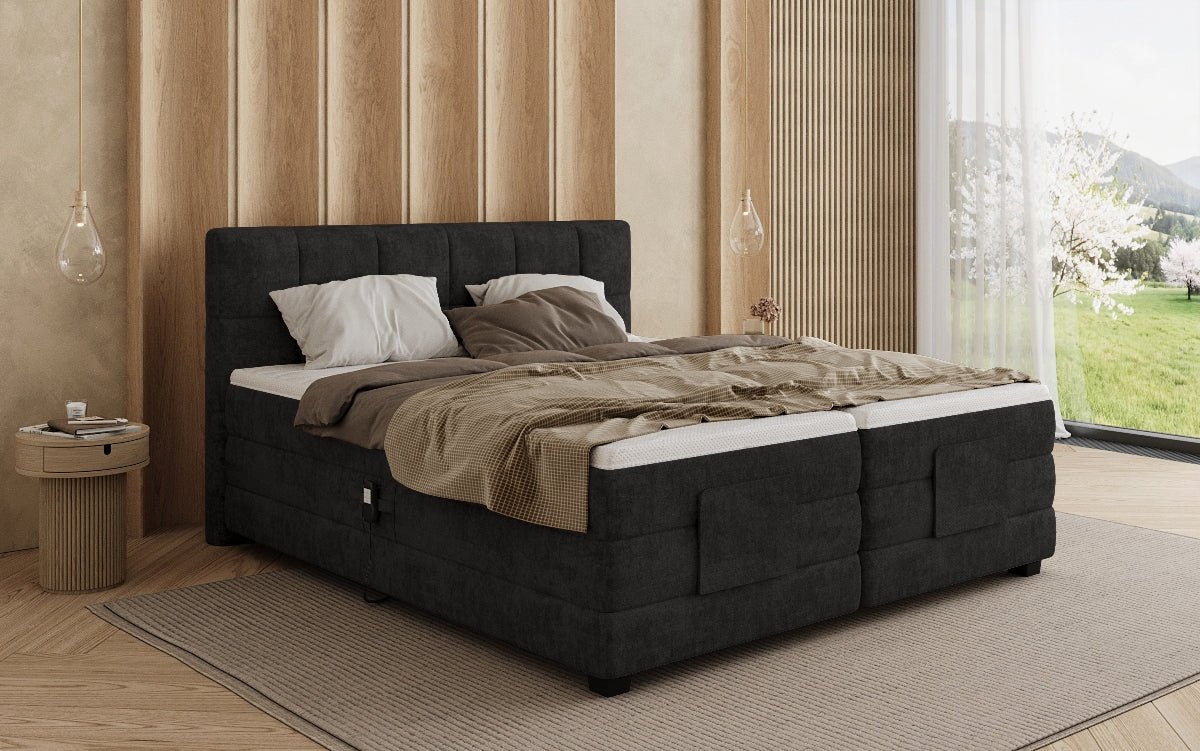 Lit boxspring Monaco - réglable électriquement en Tissu