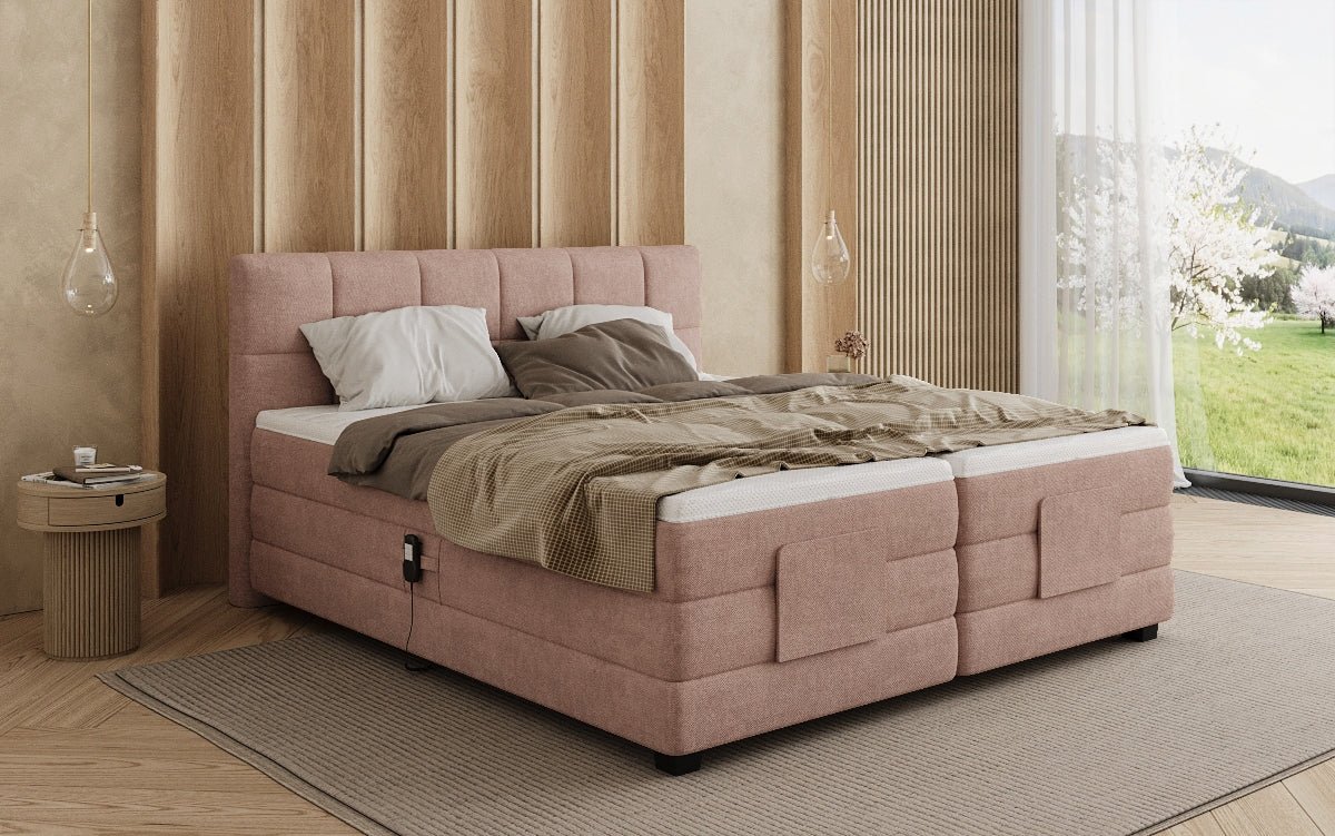 Lit boxspring Monaco - réglable électriquement en Tissu