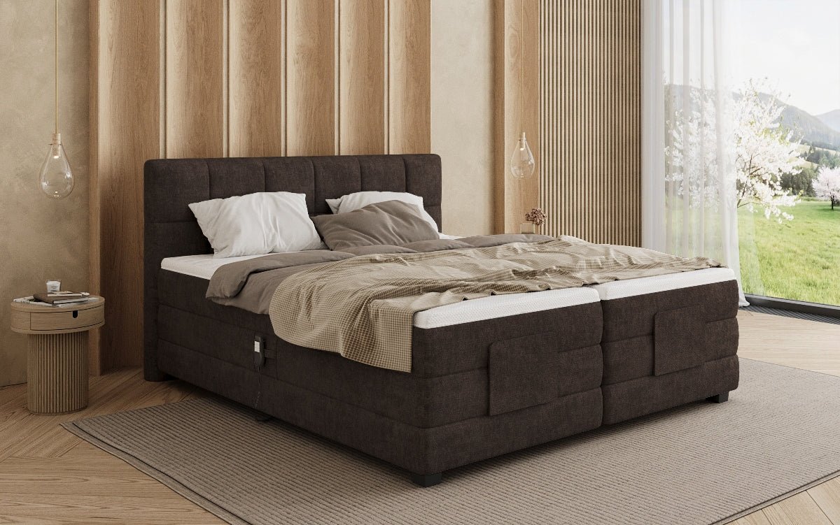 Lit boxspring Monaco - réglable électriquement en Tissu