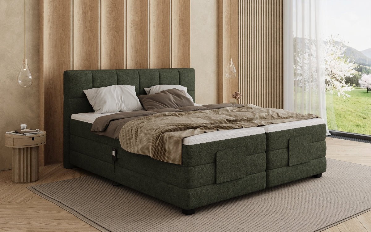 Lit boxspring Monaco - réglable électriquement en Tissu